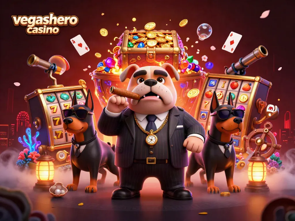 Experience thrilling gameplay at vegashero casino with a dynamic 3D casino scene showcasing winning elements.