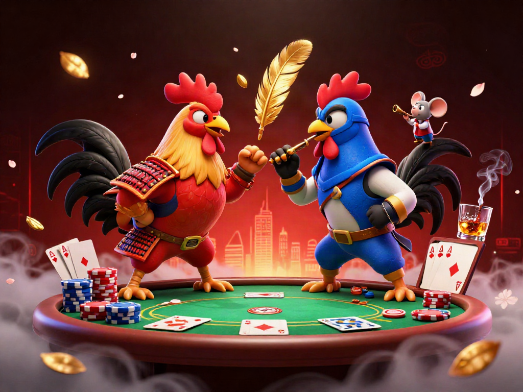 Engage in thrilling battles at sunwin. with unique poker-themed 3D visuals featuring fighting roosters.